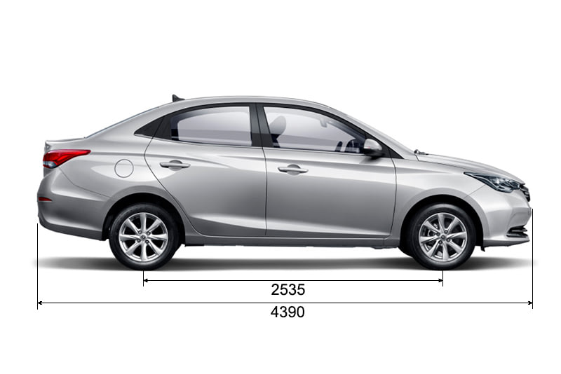 Габариты CHANGAN Alsvin | Вид сбоку