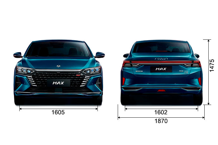 Габариты DONGFENG Shine Max | Вид спереди и сзади