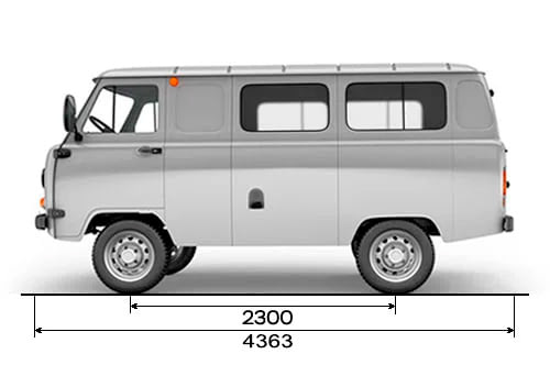Габариты УАЗ Остекленный фургон (3741) | Вид сбоку