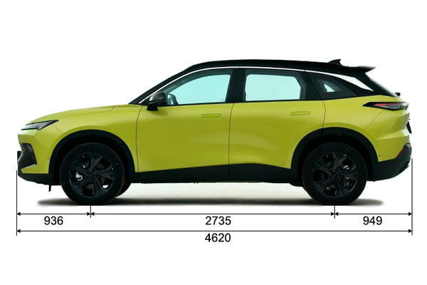 Габариты BAIC X55 | Вид сбоку