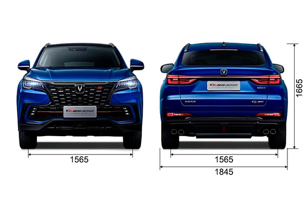 Габариты CHANGAN CS85 COUPE | Вид спереди и сзади