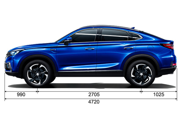 Габариты CHANGAN CS85 COUPE | Вид сбоку