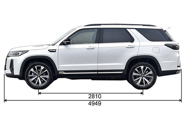 Габариты CHANGAN CS95 | Вид сбоку