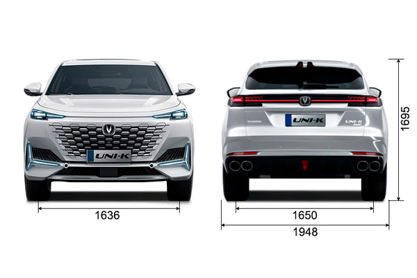 Габариты CHANGAN Новые авто в наличии | Вид спереди и сзади