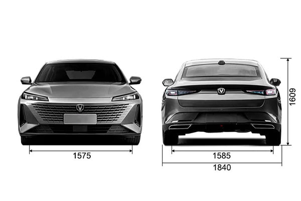 Габариты CHANGAN UNI-L | Вид спереди и сзади