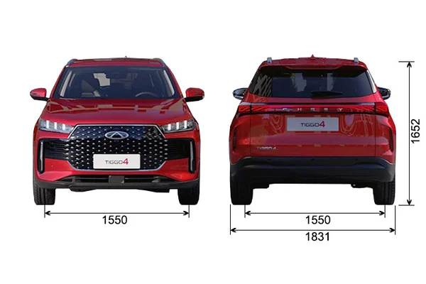 Габариты CHERY Tiggo 4 | Вид спереди и сзади