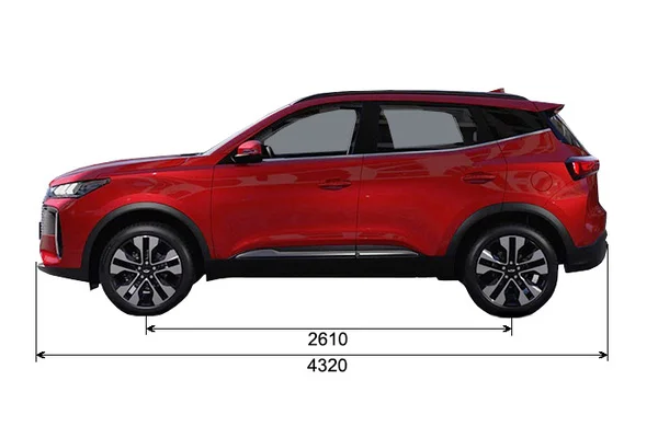 Габариты CHERY Tiggo 4 | Вид сбоку