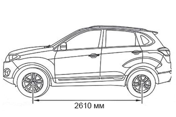 Габариты CHERY Tiggo 5 | Вид сбоку