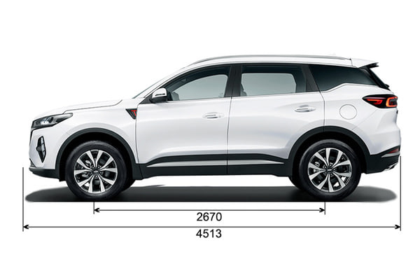 Габариты CHERY Tiggo 7 Pro Plug-In Hybrid | Вид сбоку