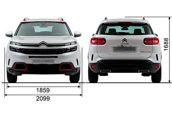 Габариты CITROEN C5 Aircross New | Вид спереди и сзади