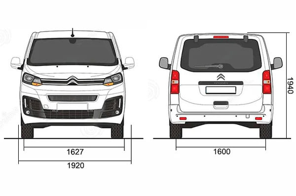Габариты CITROEN SpaceTourer | Вид спереди и сзади