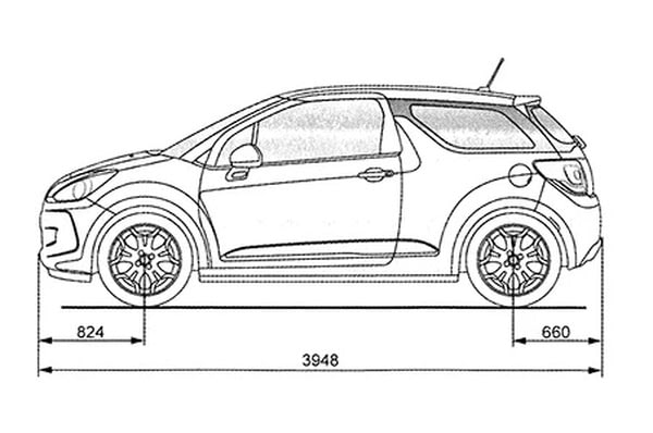 Габариты DS 3 | Вид сбоку