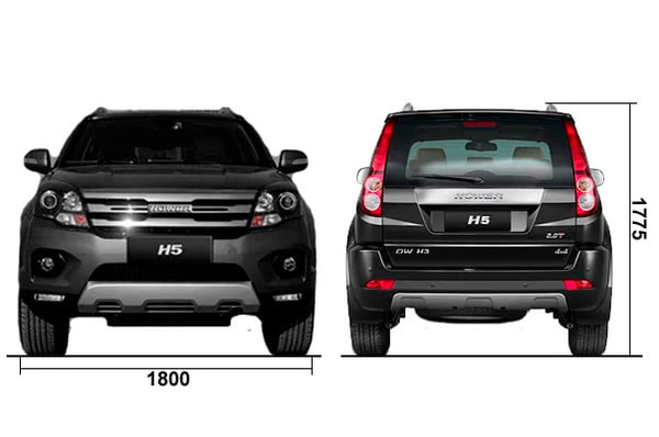 Габариты DW Hower H5 | Вид спереди и сзади