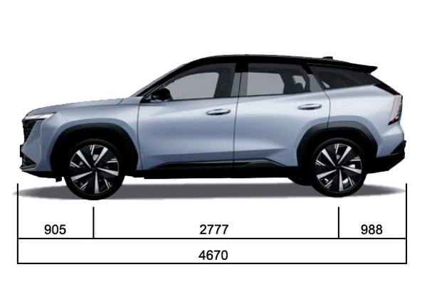 Габариты GEELY Новые авто в наличии | Вид сбоку