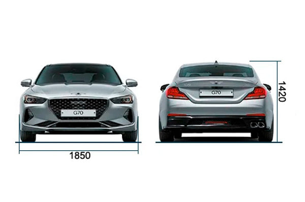 Габариты GENESIS G70 | Вид спереди и сзади