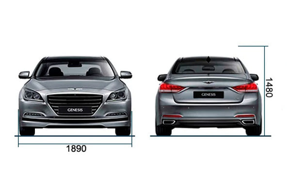 Габариты GENESIS G80 | Вид спереди и сзади