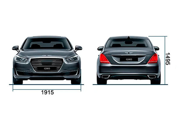Габариты GENESIS G90 | Вид спереди и сзади