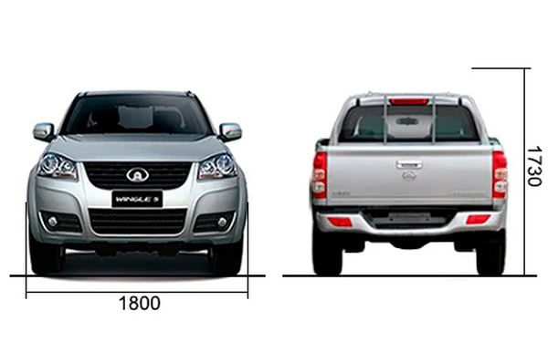 Габариты Great Wall Wingle 5 | Вид спереди и сзади