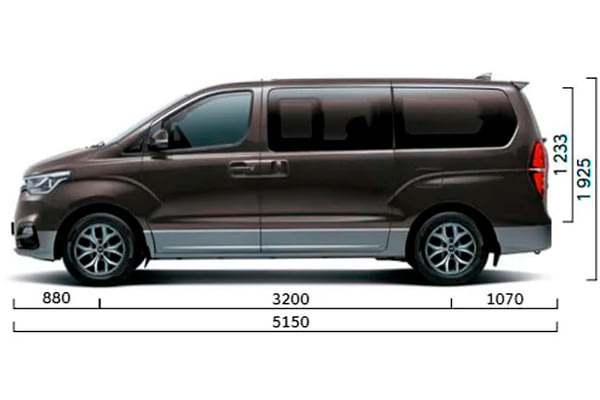 Габариты HYUNDAI H-1 | Вид сбоку