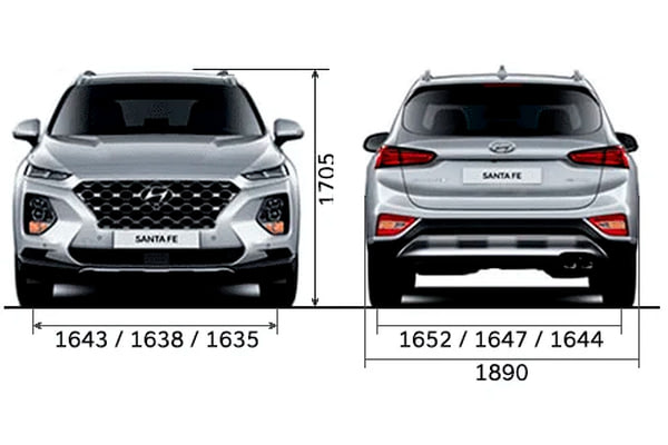 Габариты HYUNDAI Santa Fe | Вид спереди и сзади