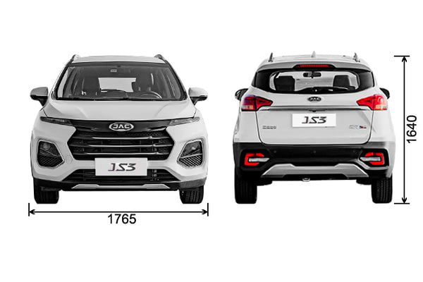Габариты JAC JS3 | Вид спереди и сзади