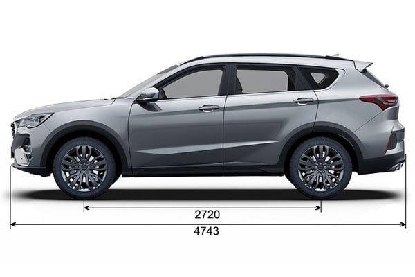 Габариты JETOUR X70 NEW | Вид сбоку