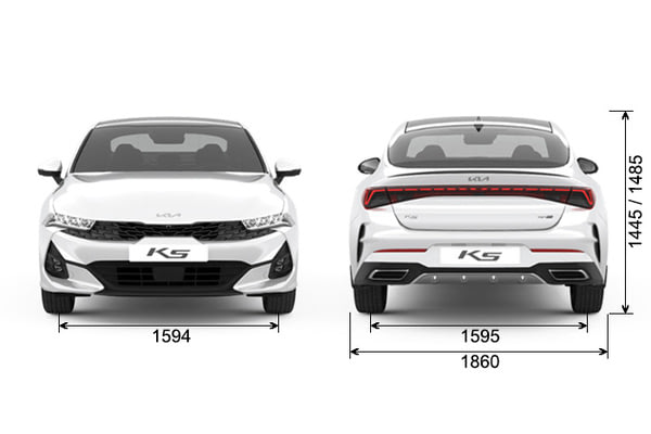Габариты Kia K5 | Вид спереди и сзади
