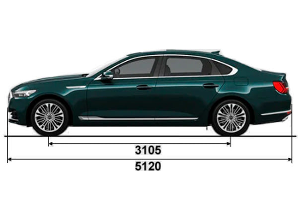 Габариты Kia K9 | Вид сбоку