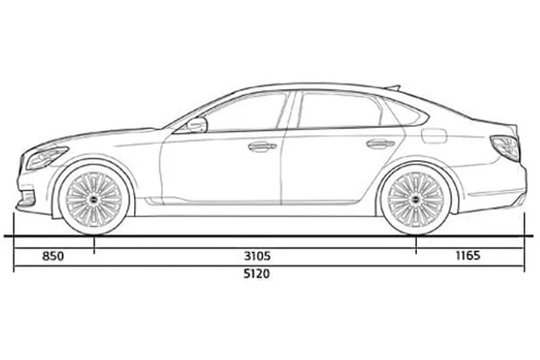 Габариты Kia K900 | Вид сбоку