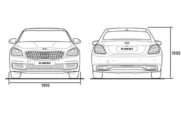 Габариты Kia K900 | Вид спереди и сзади