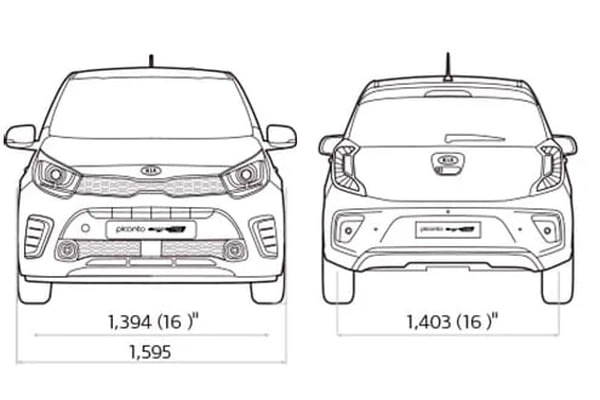 Габариты Kia Picanto | Вид спереди и сзади