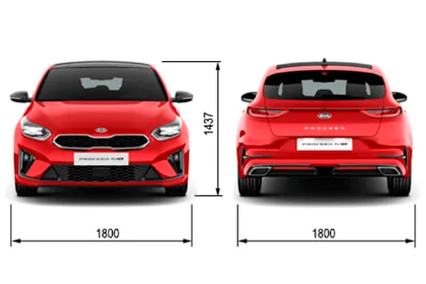 Габариты Kia ProCeed | Вид спереди и сзади
