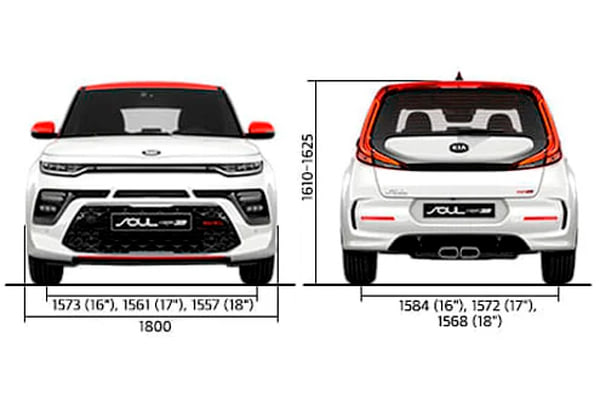Габариты Kia Soul | Вид спереди и сзади
