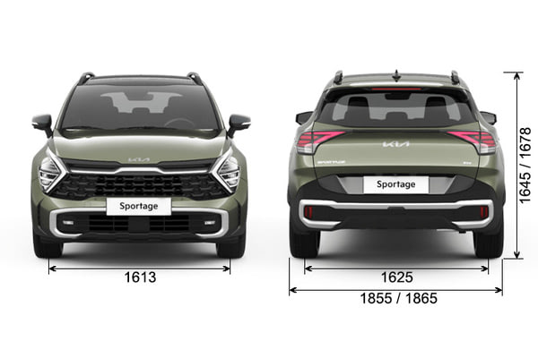 Габариты Kia Sportage | Вид спереди и сзади