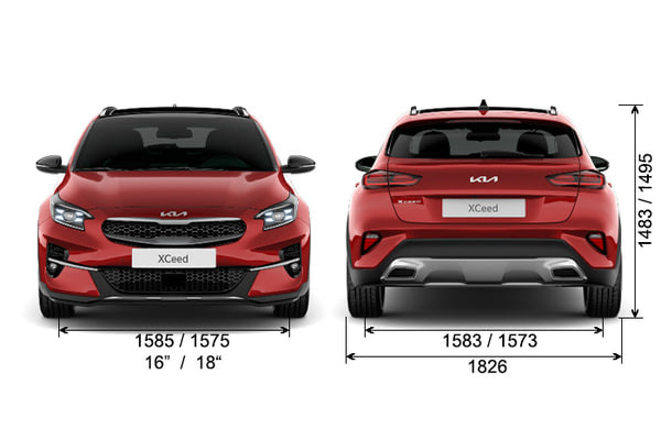 Габариты Kia XCeed | Вид спереди и сзади