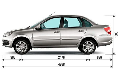 Габариты LADA Granta седан | Вид сбоку