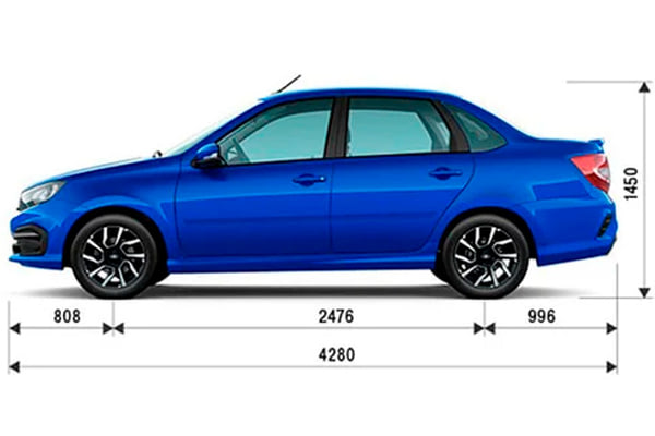Габариты LADA Новые авто в наличии | Вид сбоку