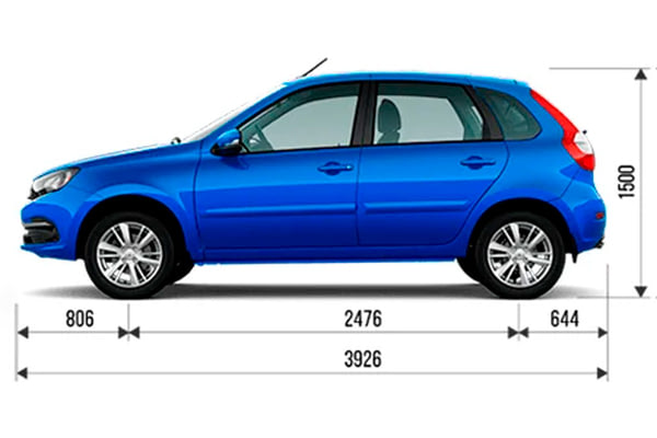 Габариты LADA Granta хэтчбек | Вид сбоку