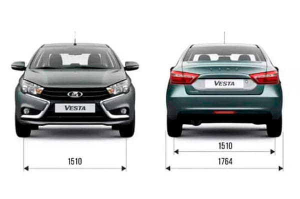 Габариты LADA Vesta CNG | Вид спереди и сзади