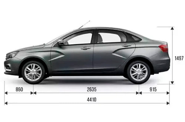 Габариты LADA Vesta CNG | Вид сбоку