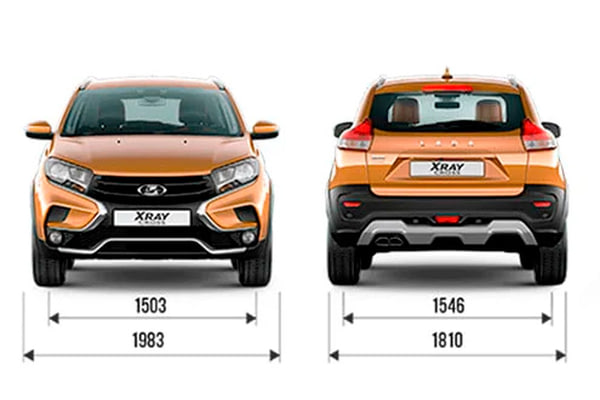Габариты LADA XRAY Cross | Вид спереди и сзади