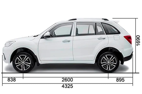Габариты LIFAN X60 | Вид сбоку