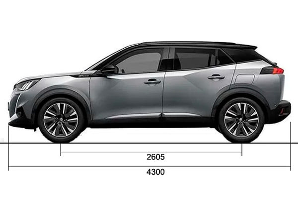 Габариты PEUGEOT 2008 | Вид сбоку