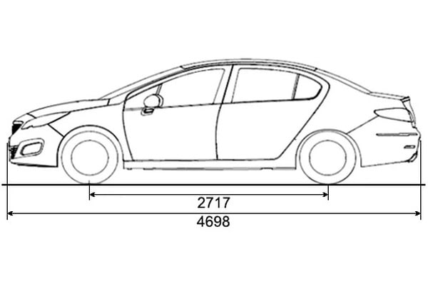 Габариты PEUGEOT 408 | Вид сбоку