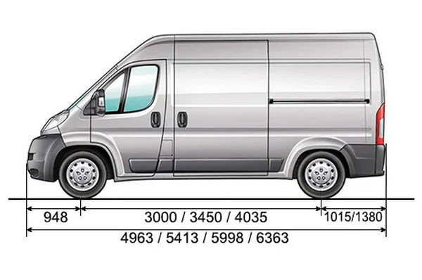 Габариты PEUGEOT Boxer | Вид сбоку