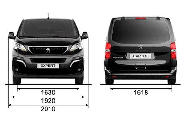 Габариты PEUGEOT Expert | Вид спереди и сзади