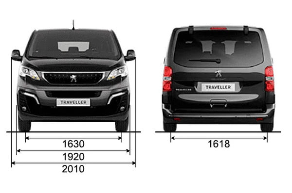 Габариты PEUGEOT Traveller | Вид спереди и сзади
