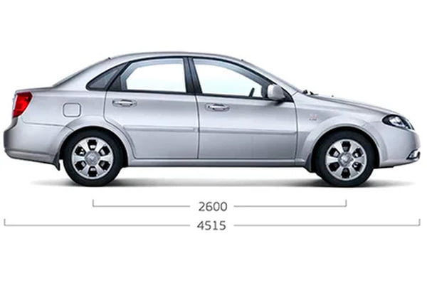 Габариты RAVON Gentra | Вид сбоку