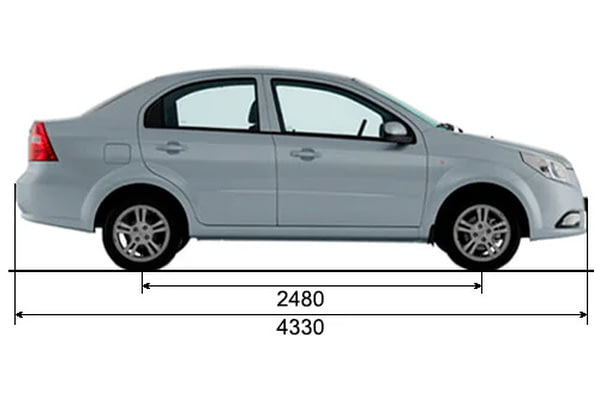 Габариты RAVON Nexia R3 | Вид сбоку