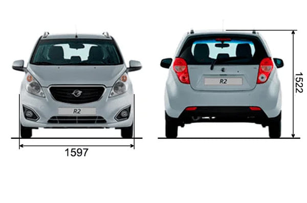 Габариты RAVON R2 | Вид спереди и сзади